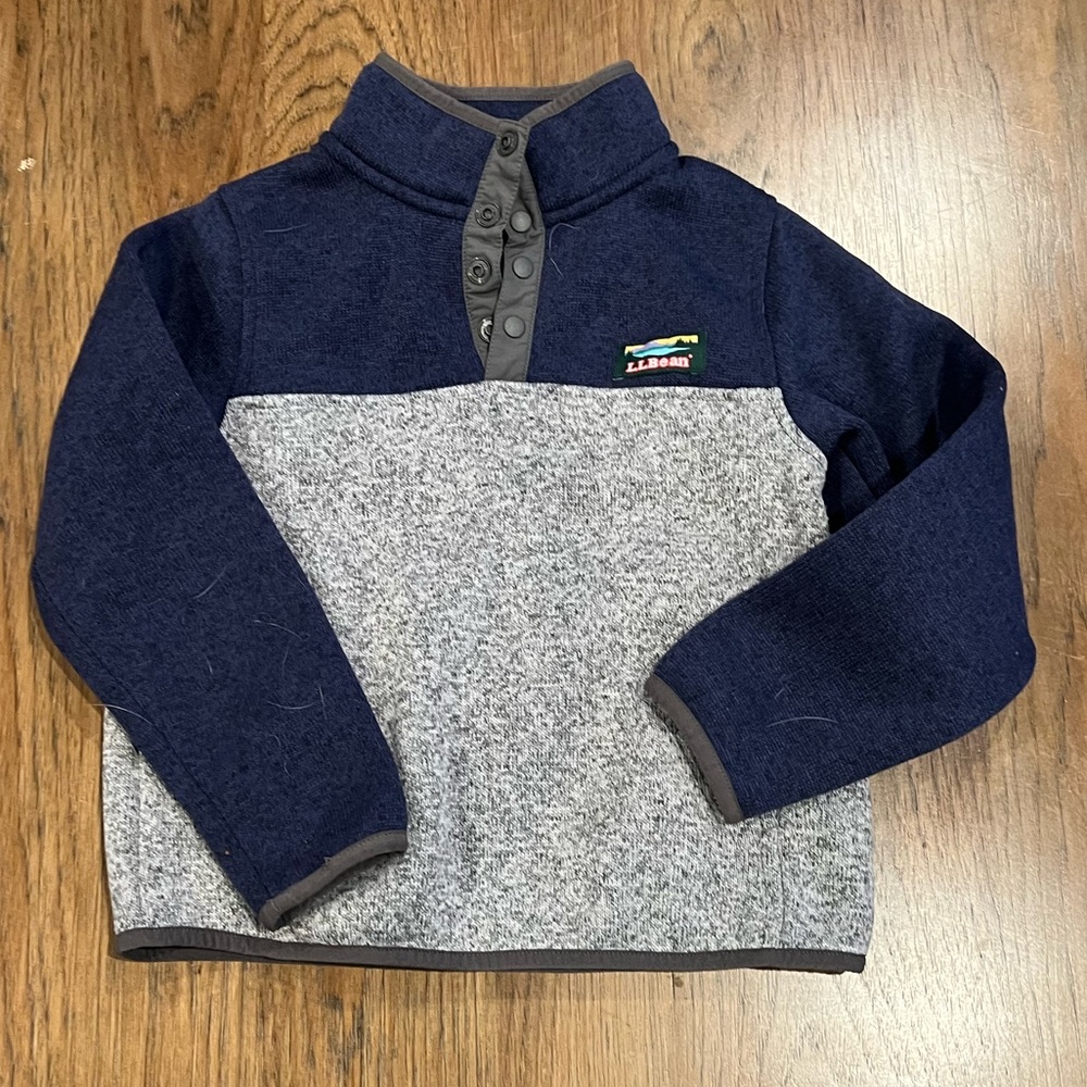 L.L. Bean Kids' Navy and Gray Fleece Hoodie